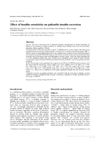 Effect of Insulin Sensitivity on Pulsatile Insulin Secretion