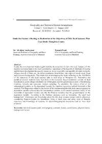 Geography and Territorial Spatial Arrangement Volume 5 Serial Number 15 Summer 2015 Received : 22/10/2013 Accepted : 9/2/2014