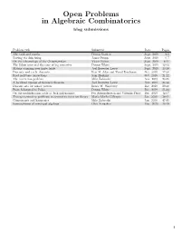 Open Problems in Algebraic Combinatorics Blog Submissions