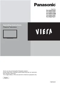 Operating Instructions Plasma Television