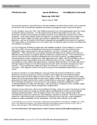 PRESS RELEASE Josiah Mcelheny for IMMEDIATE RELEASE