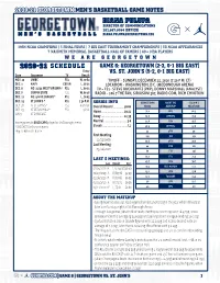 2020-21 Georgetown Men's Basketball Game Notes Patrick Ewing