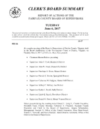 Clerk's Board Summary, 06/06/2017