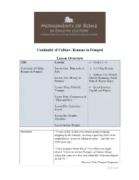 Continuity of Culture: Romans in Pompeii Lesson Overview