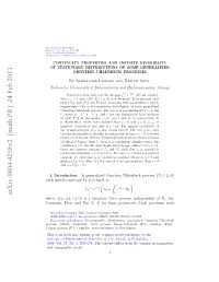 Continuity Properties and Infinite Divisibility of Stationary Distributions
