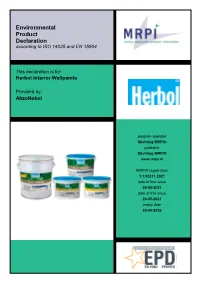 Environmental Product Declaration According to ISO 14025 and EN 15804