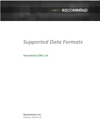 Supported Data Formats