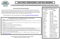 2020 Street Maintenance Chip Seal Program
