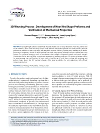 3D Weaving Process : Development of Near Net Shape Preforms and Verification of Mechanical Properties