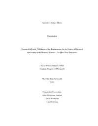 Aristotle's Subject Matter Dissertation Presented in Partial Fulfillment Of