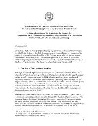 Contribution to the Universal Periodic Review Mechanism 7Th Session of the Working Group of the Universal Periodic Review