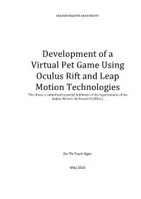 Development of a Virtual Pet Game Using Oculus Rift and Leap Motion