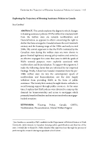 Exploring the Trajectory of Housing Assistance Policies in Canada Jon