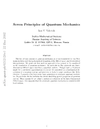Seven Principles of Quantum Mechanics