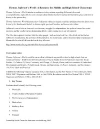 Thomas Jefferson's World: a Resource for Middle and High