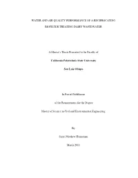 Water and Air Quality Performance of a Reciprocating