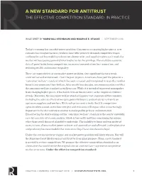 A New Standard for Antitrust the Effective Competition Standard: in Practice