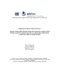 Adaptation Strategies for Challenges Associated with Climate and Ecological Changes Affecting Lake Victoria Communities