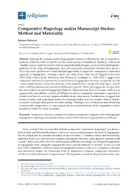 Comparative Hagiology And/As Manuscript Studies: Method and Materiality