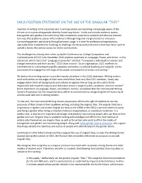 Iwca Position Statement on the Use of the Singular “They”
