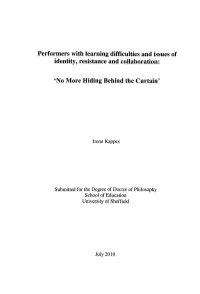 Performers with Learning Difficulties and Issues of Identity, Resistance and Collaboration