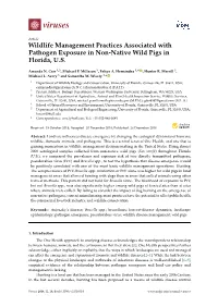 Wildlife Management Practices Associated with Pathogen Exposure in Non-Native Wild Pigs in Florida, U.S
