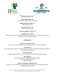 19Th Hole Menu