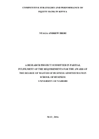 Competitive Strategies and Performance of Equity Bank in Kenya