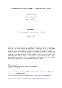 Education and Income Inequality: a Meta-Regression Analysis
