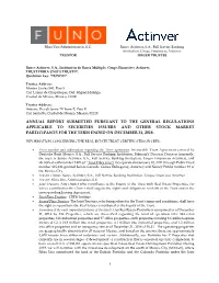 I ANNUAL REPORT SUBMITTED PURSUANT to the GENERAL