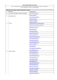1 List of Educational Resources