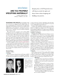 Are You Properly Specifying Materials?