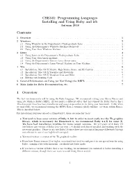 CSE341: Programming Languages Installing and Using Ruby and Irb Autumn 2018