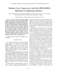 Student User Experience with the IBM Qiskit Quantum Computing Interface