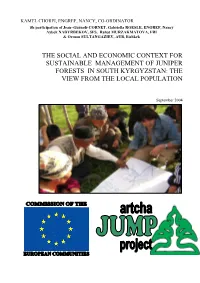 The Social and Economic Context for Sustainable Management of Juniper Forests in South Kyrgyzstan: the View from the Local Population