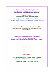 Vayalapadi Limestone Mining Lease-I Summary Environmental Impact