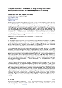 An Exploration of the Role of Visual Programming Tools in the Development of Young Children’S Computational Thinking