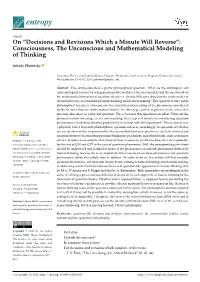 Consciousness, the Unconscious and Mathematical Modeling of Thinking
