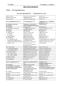PRACTICE SESSIONS ТЕМА: the Trigeminal Nerve. Nervus Trigeminus