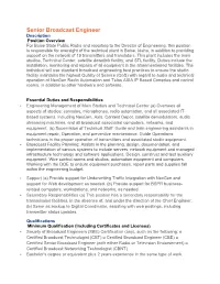 Senior Broadcast Engineer