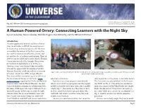 A Human-Powered Orrery: Connecting Learners with the Night Sky by Larry Lebofsky, Nancy Lebofsky, Michelle Higgins, Don Mccarthy, and the Nircam E/PO Team