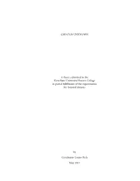 CREATOR UNKNOWN a Thesis Submitted to the Kent State