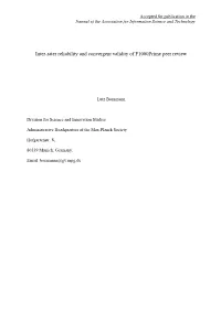 Inter-Rater Reliability and Convergent Validity of F1000prime Peer Review