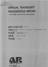 Official Transcript Proceedings Before
