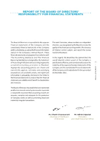 Report of the Board of Directors' Responsibility