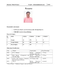 Resume: Nilesh Pawar E-Mail – Nileshsu@Gmail.Com 2018