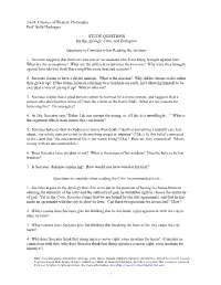 STUDY QUESTIONS for the Apology, Crito, and Euthyphro