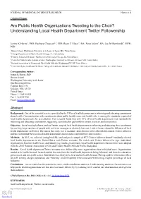 Understanding Local Health Department Twitter Followership