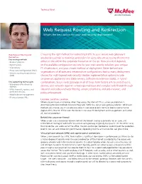 Web Request Routing and Redirection What’S the Best Option for Your Web Security Deployment?