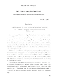 Field Notes on the Filipino Values